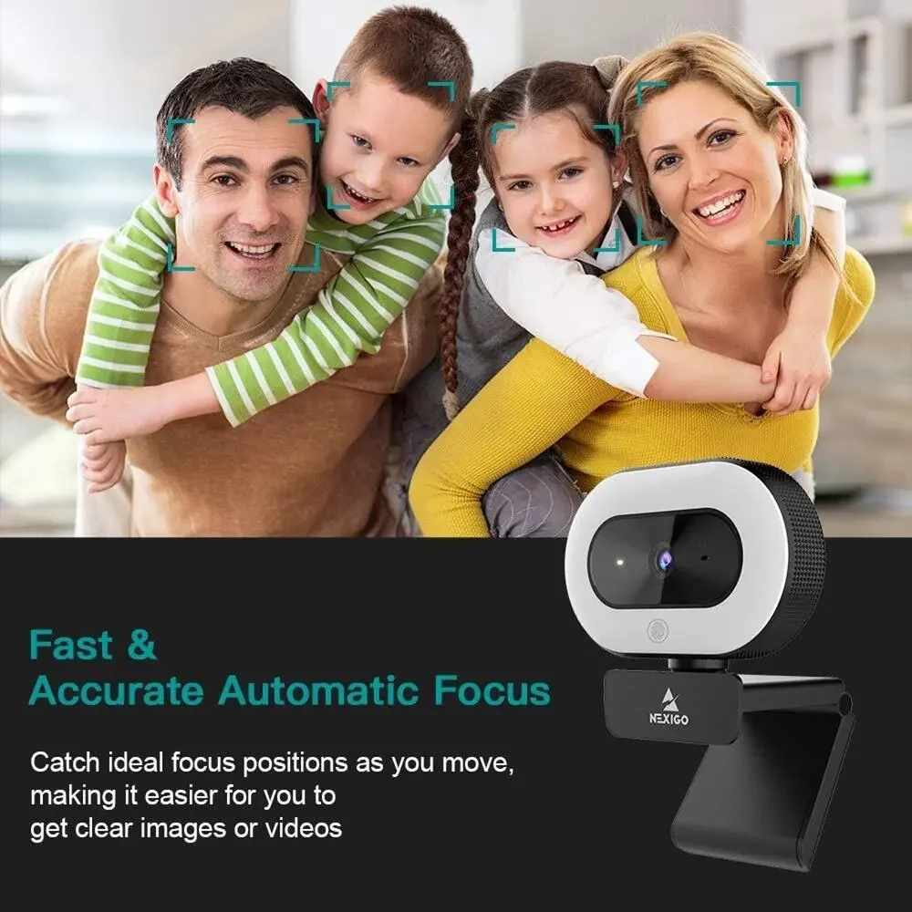 NEW NEXIGO Black White Ring Light Auto Focus Microphone Video Camera WebCam